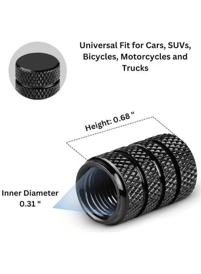16 PCS Tyre Valve Caps, Black Dust Caps For Car Tyres Tire Valve Stem Caps, Durable Universal Aluminum Tyre Dust Caps Stem Cover For Cars, Bike And Bicycle, Trucks, Motorcycles - Image 2